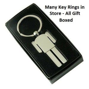 man figure key ring brushed metal body chrome NWT